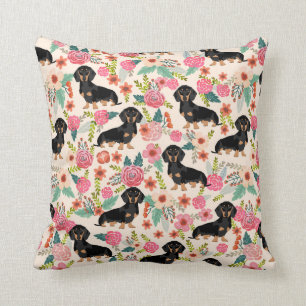 Dachshund florals print pillow cute dog gift