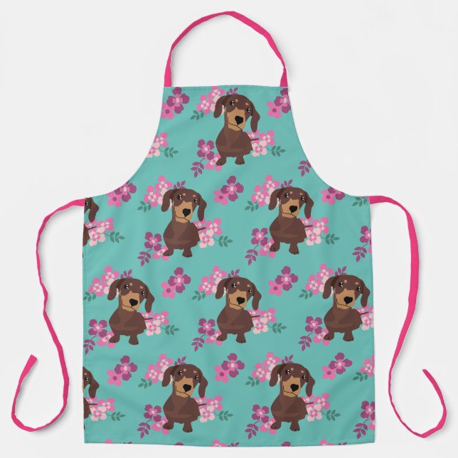 Dachshund Flowers Apron (Front)