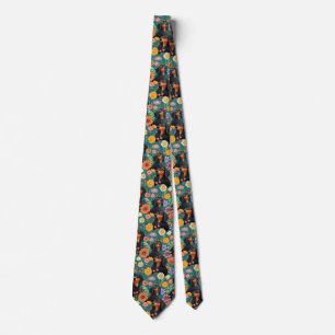 Dachshund Flowers Tie