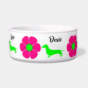 Dachshund Food Dish Pink Doxies