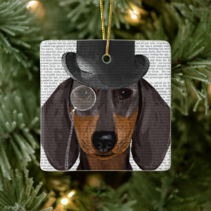 Dachshund, Formal Hound and Hat Ceramic Ornament