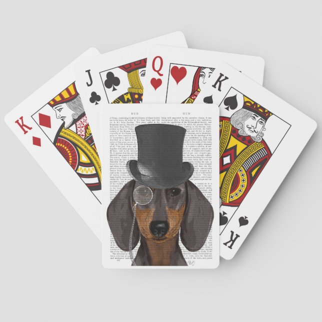 Dachshund, Formal Hound and Hat Playing Cards (Back)