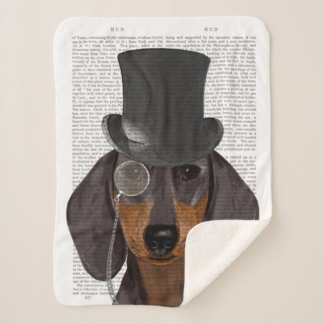 Dachshund, Formal Hound and Hat Sherpa Blanket (Front)
