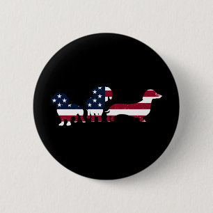 Dachshund Fourth 4th Of July Patriotic Wiener Dogs 6 Cm Round Badge