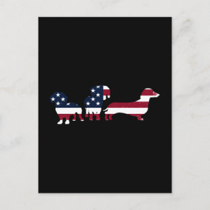 Dachshund Fourth 4th Of July Patriotic Wiener Dogs Holiday Postcard