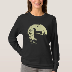 Dachshund Full Moon Wiener Dog Scary Halloween Dox T-Shirt