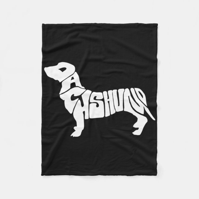 Dachshund Funny Text Dog Tygraphy T Shirt  Fleece Blanket (Front)