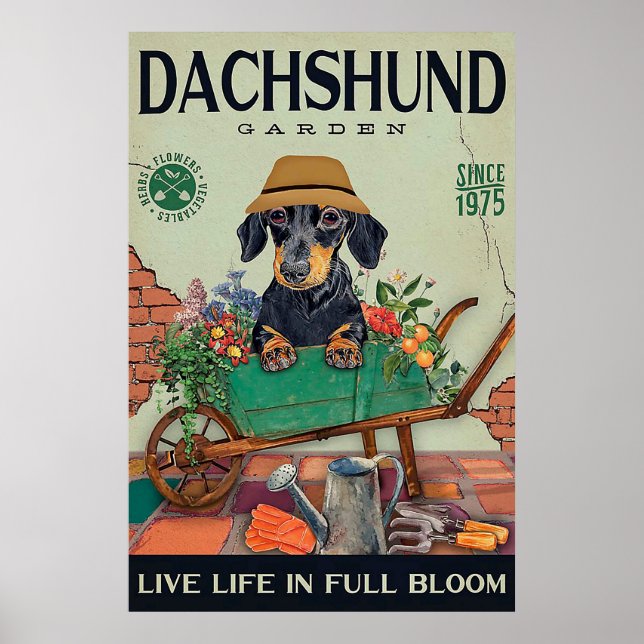 Dachshund Gardening funny quotes gift Poster (Front)