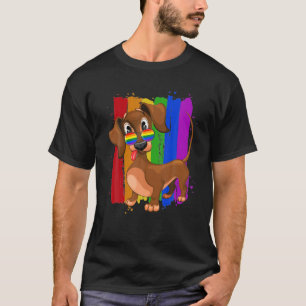Dachshund Gay Pride LGBT Rainbow Flag Dog Lover T-Shirt