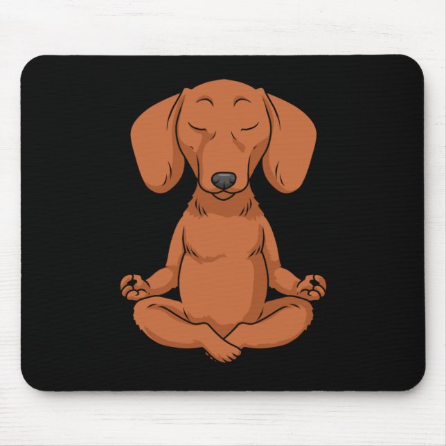 Dachshund Gift Women Weiner Dog Yoga Meditatin Mouse Pad (Front)