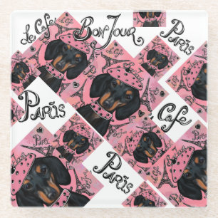 DACHSHUND GLASS COASTER