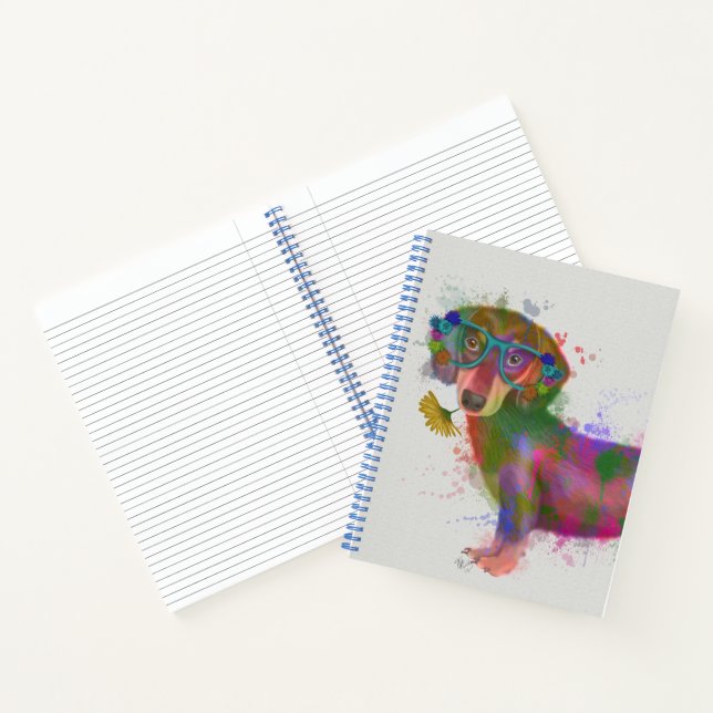 Dachshund & Glasses Rainbow Splash Notebook (Inside)