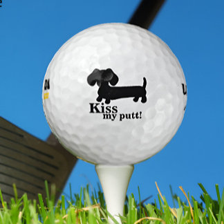Dachshund Golfer Kiss My Putt Funny Golf Ball Gift