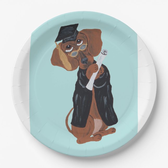 Dachshund Graduate Paper Plate (Front)