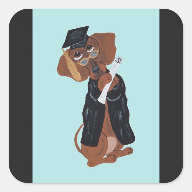 Dachshund Graduate Square Sticker (Front)
