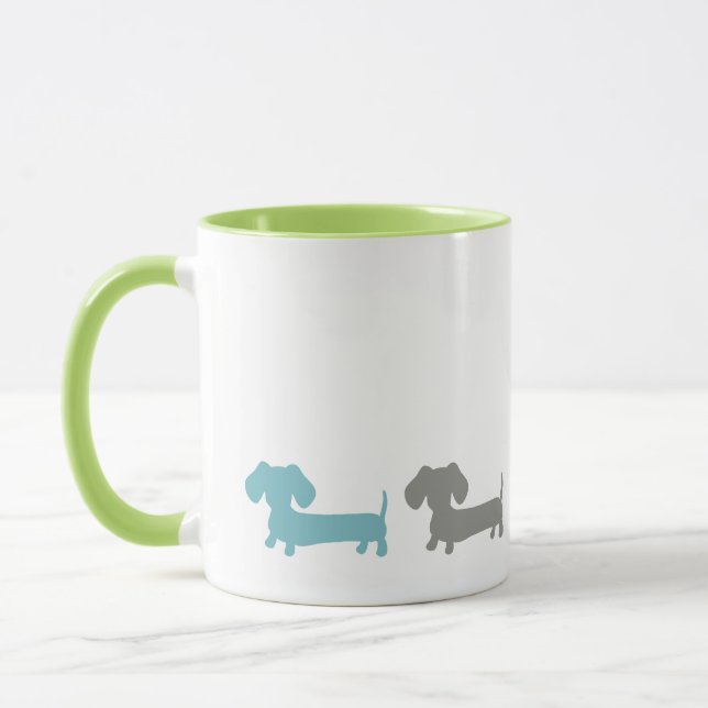 Dachshund Green Blue Coffee Mug (Left)
