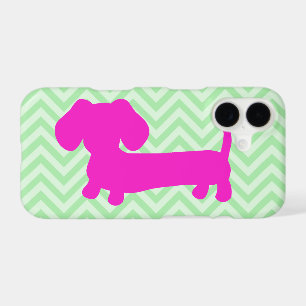 Dachshund + Green Chevron Phone Case