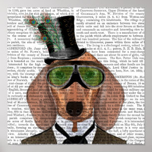 Dachshund Green Goggles Top Hat Poster