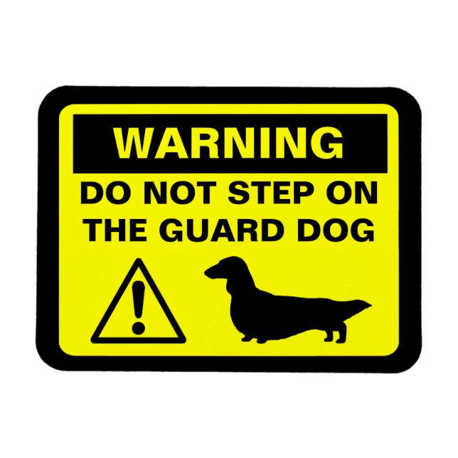 Dachshund Guard Dog Warning (Longhaired Doxie) Magnet (Horizontal)