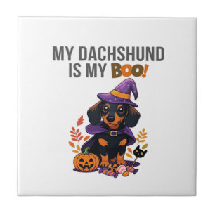 Dachshund Halloween Costume My Dachshund is My Bo Tile
