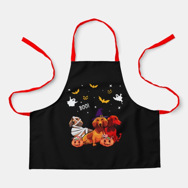 Dachshund Halloween Dog Lover Apron (Front)