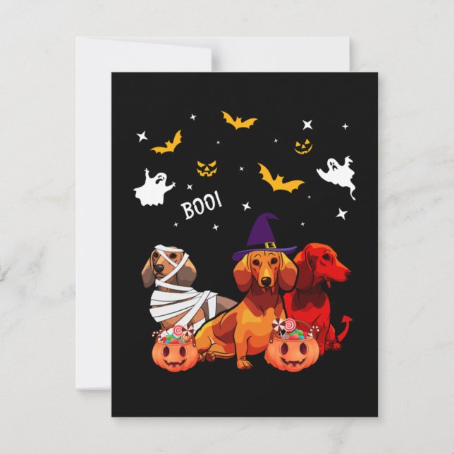 Dachshund Halloween Dog Lover Card (Front)