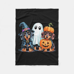 Dachshund Halloween Funny Wiener Dog Pumpkin Weeni Fleece Blanket