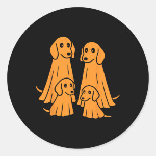 Dachshund Halloween Ghost Family Funny Dog Lover Classic Round Sticker