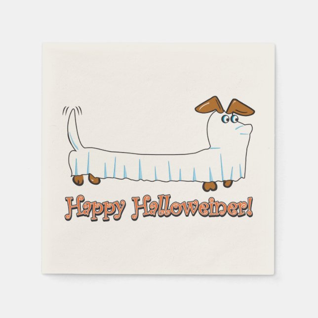 Dachshund Halloween Ghost Napkin (Front)