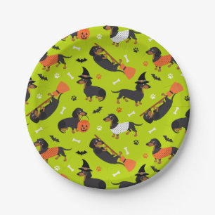 Dachshund Halloween Paper Plate