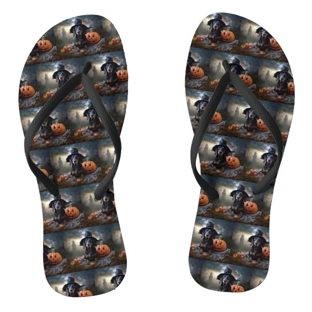Dachshund Halloween Scary Jandals (Footbed)