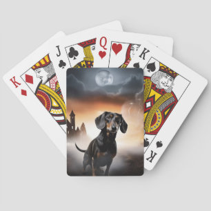 Dachshund Halloween Scary Playing Cards