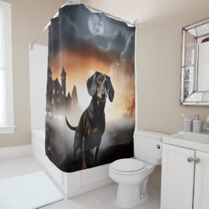 Dachshund Halloween Scary Shower Curtain