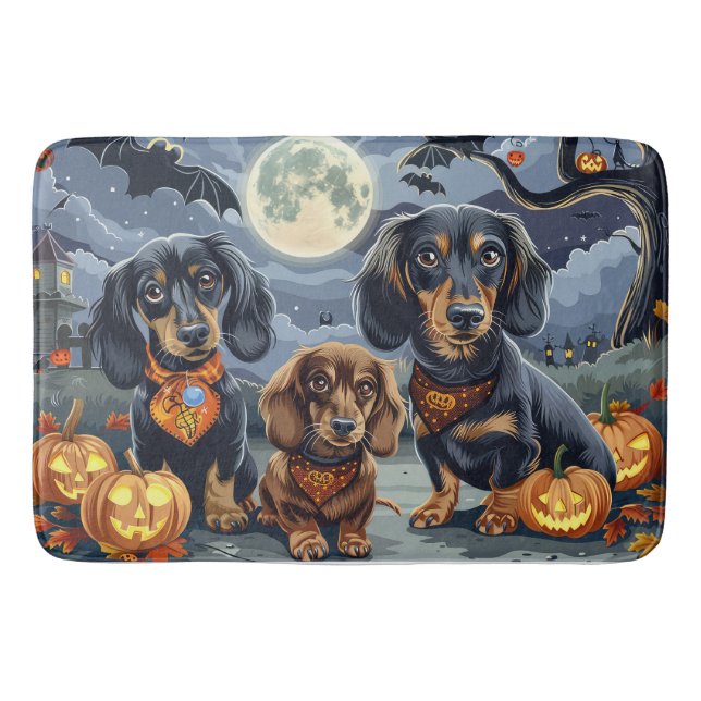Dachshund Halloween Spooky  Bath Mat (Front)