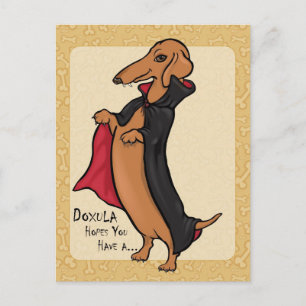 Dachshund Halloween Vampire Postcard