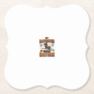 Dachshund Halloween Witch Broom Rides Shotgun Shir Paper Coaster