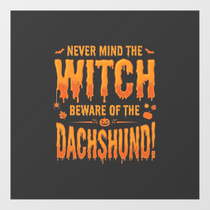 Dachshund Halloween Witch Warning Typography Vecto