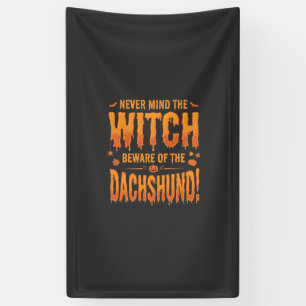 Dachshund Halloween Witch Warning Typography Vecto Banner