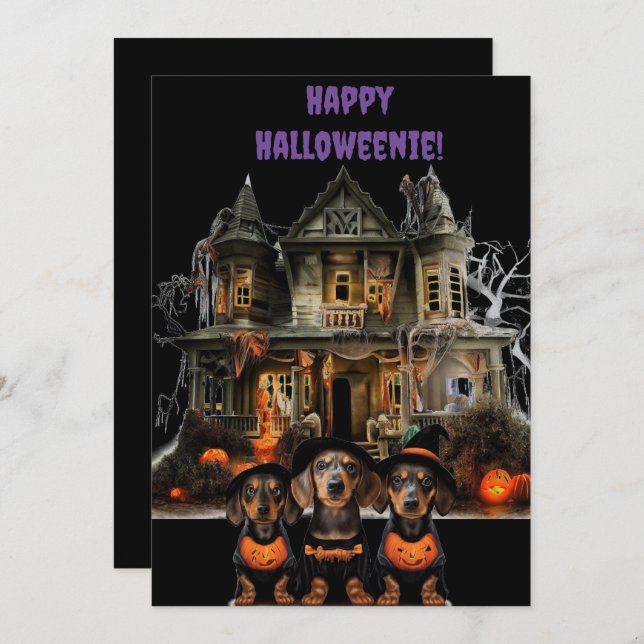 Dachshund Halloweenie Card (Front/Back)