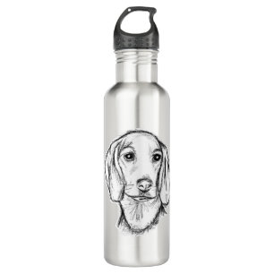 dachshund hand drawn sketch black white puppy dog 710 ml water bottle