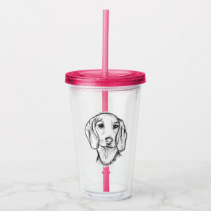dachshund hand drawn sketch black white puppy dog acrylic tumbler