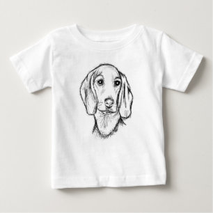 dachshund hand drawn sketch black white puppy dog baby T-Shirt
