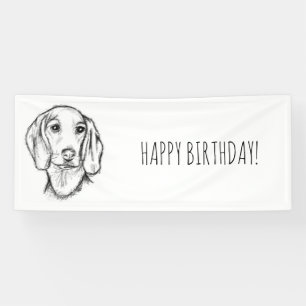dachshund hand drawn sketch black white puppy dog  banner