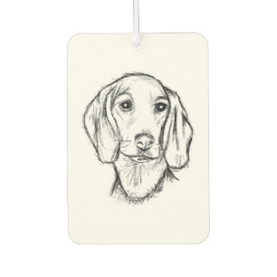 dachshund hand drawn sketch black white puppy dog car air freshener