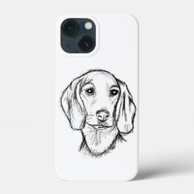 dachshund hand drawn sketch black white puppy dog  Case-Mate iPhone case (Back)