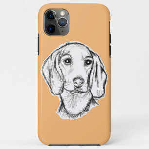 dachshund hand drawn sketch black white puppy dog  Case-Mate iPhone case