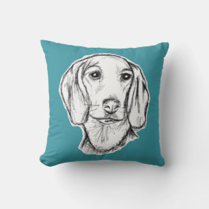 dachshund hand drawn sketch black white puppy dog  cushion