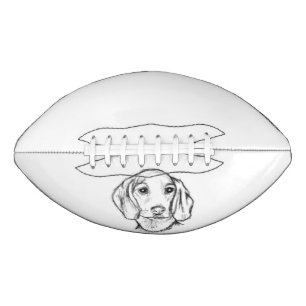dachshund hand drawn sketch black white puppy dog football
