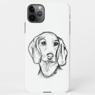 dachshund hand drawn sketch black white puppy dog iPhone 11Pro max case