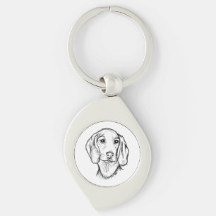dachshund hand drawn sketch black white puppy dog  key ring